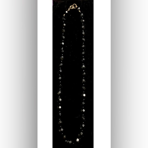 Vintage Mourning Beads Jet Glass Edwardian Mourning Necklace 16" - Picture 2 of 6